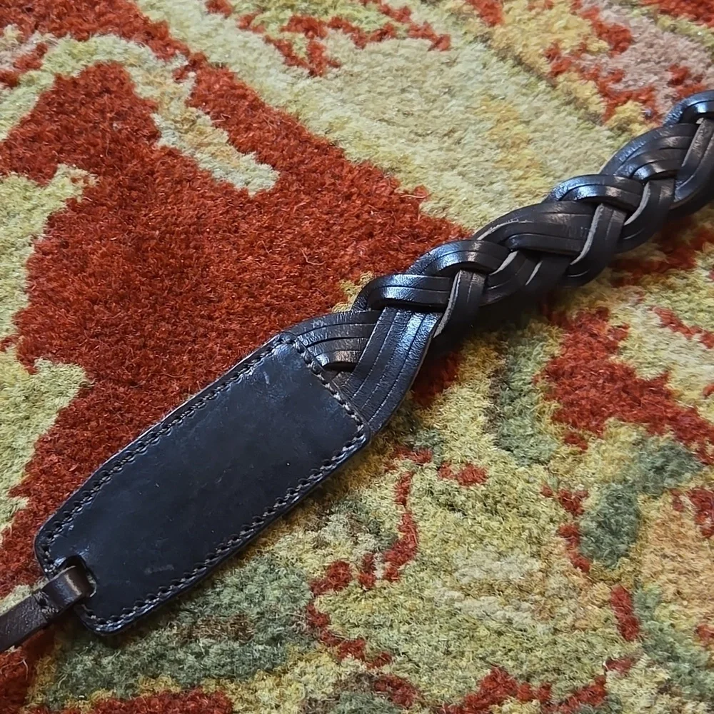 J.JILL chocolate BROWN Braided Leather boho Belt